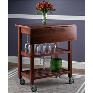 Mobile Kitchen Cart with Drop Leaf Walnut - Kitchen Furniture Company