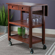 Load image into Gallery viewer, Mobile Kitchen Cart with Drop Leaf Walnut - Kitchen Furniture Company