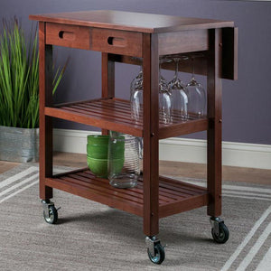 Mobile Kitchen Cart with Drop Leaf Walnut - Kitchen Furniture Company