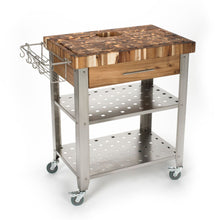 Load image into Gallery viewer, Stainless Steel and Wood Outdoor Indoor Kitchen Cart Thick Butcher Block 3191 - Kitchen Furniture Company