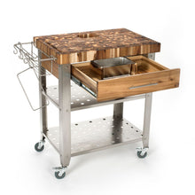 Load image into Gallery viewer, Stainless Steel and Wood Outdoor Indoor Kitchen Cart Thick Butcher Block 3191 - Kitchen Furniture Company