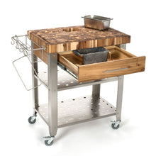 Load image into Gallery viewer, Stainless Steel and Wood Outdoor Indoor Kitchen Cart Thick Butcher Block 3191 - Kitchen Furniture Company