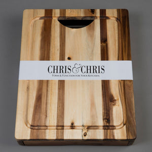 Solid Acacia Hardwood Wood Cutting Board w/ Knife Drawer and Chef Pan 7989 - Kitchen Furniture Company
