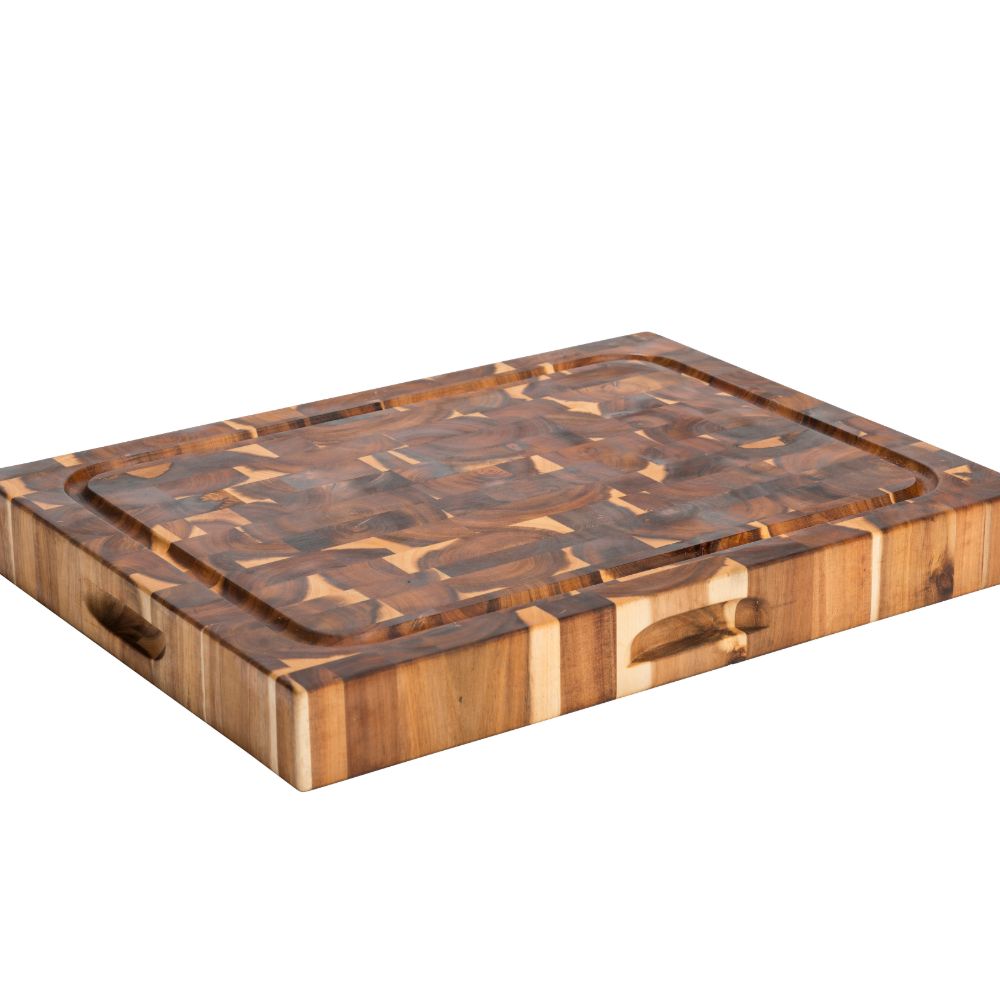 Reversible Cutting Board Solid Endgrain Acacia Hardwood w Juice Groove 7996 - Kitchen Furniture Company