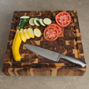 Heavy Duty End Grain Acacia Square Cutting Board w/ Juice Groove 7997 - Kitchen Furniture Company