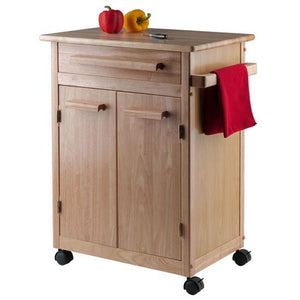 Mobile Kitchen Storage Cart w/ Natural Finish - Kitchen Furniture Company