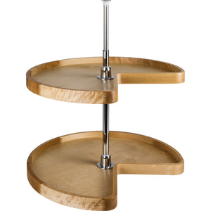 24" Diameter Kidney Wood Lazy Susan Set with Twist and Lock Pole LSK224-SET - Kitchen Island Company