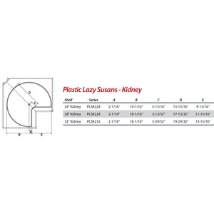 24" Diameter Kidney Plastic Lazy Susan Set with Twist and Lock Pole PLSK224 - Kitchen Island Company