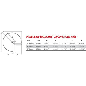 24" Diameter Kidney Plastic Lazy Susan Set with Chrome Hubs PLSMK24 - Kitchen Island Company