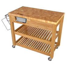 Load image into Gallery viewer, Professional Chef&#39;s Workstation All Natural Wood Rolling Cart Butcher Top JET7748 - Kitchen Furniture Company