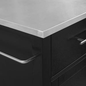 Black Savannah Stainless Steel Top Compact Kitchen Island/Cart - Kitchen Furniture Company