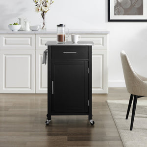 Black Savannah Stainless Steel Top Compact Kitchen Island/Cart - Kitchen Furniture Company