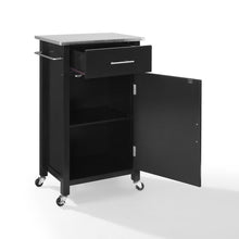 Load image into Gallery viewer, Black Savannah Stainless Steel Top Compact Kitchen Island/Cart - Kitchen Furniture Company