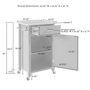 Black Savannah Stainless Steel Top Compact Kitchen Island/Cart - Kitchen Furniture Company