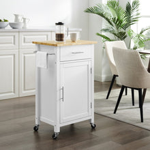 Load image into Gallery viewer, White Savannah Natural Wood Top Compact Kitchen Island/Cart - Kitchen Furniture Company
