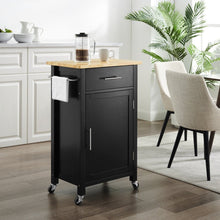 Load image into Gallery viewer, Black Savannah Natural Wood Top Compact Kitchen Island/Cart - Kitchen Furniture Company