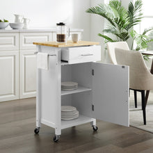 Load image into Gallery viewer, White Savannah Natural Wood Top Compact Kitchen Island/Cart - Kitchen Furniture Company