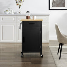 Load image into Gallery viewer, Black Savannah Natural Wood Top Compact Kitchen Island/Cart - Kitchen Furniture Company