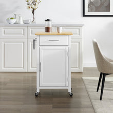 Load image into Gallery viewer, White Savannah Natural Wood Top Compact Kitchen Island/Cart - Kitchen Furniture Company