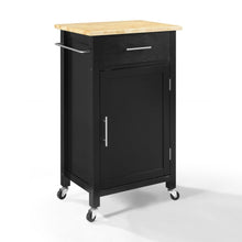 Load image into Gallery viewer, Black Savannah Natural Wood Top Compact Kitchen Island/Cart - Kitchen Furniture Company