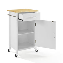 Load image into Gallery viewer, White Savannah Natural Wood Top Compact Kitchen Island/Cart - Kitchen Furniture Company