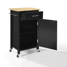 Load image into Gallery viewer, Black Savannah Natural Wood Top Compact Kitchen Island/Cart - Kitchen Furniture Company
