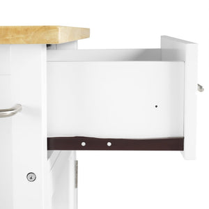 White Savannah Natural Wood Top Compact Kitchen Island/Cart - Kitchen Furniture Company