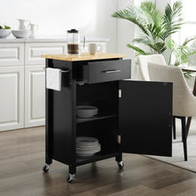 Load image into Gallery viewer, Black Savannah Natural Wood Top Compact Kitchen Island/Cart - Kitchen Furniture Company