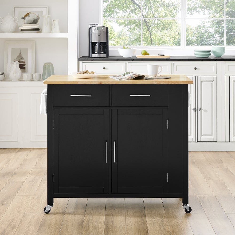 Savannah Wood Top Full-Size Kitchen Island/Cart - Kitchen Furniture Company