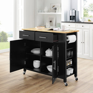 Savannah Wood Top Full-Size Kitchen Island/Cart - Kitchen Furniture Company