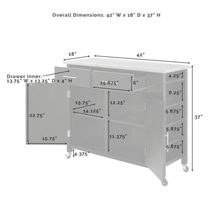 Savannah Wood Top Full-Size Kitchen Island/Cart - Kitchen Furniture Company