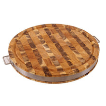 Load image into Gallery viewer, Silver Round Commercial Cutting Board Solid End Grain Acacia Wood 7988 - Kitchen Furniture Company