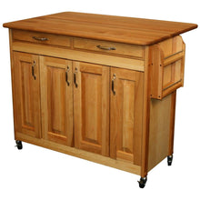 Load image into Gallery viewer, Butcher Block Kitchen Island with Drop Leaf Spice Rack 54228 - Kitchen Furniture Company