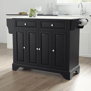 Lafayette Black Full Size Kitchen Island/Cart with Granite Top - Kitchen Furniture Company