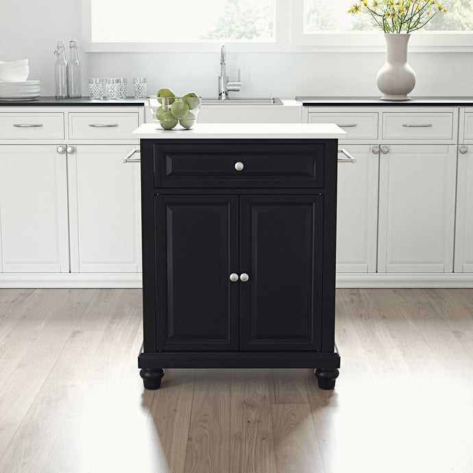 Cambridge Black Portable Kitchen Cart/Island with Granite Top - Kitchen Furniture Company