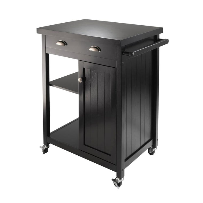 Black Mobile Kitchen Cart w/ Locking Casters - Kitchen Furniture Company