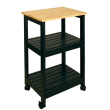 Load image into Gallery viewer, Black Kitchen Cart with Natural Wood Top 81516 - Kitchen Furniture Company