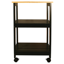Load image into Gallery viewer, Black Kitchen Cart with Natural Wood Top 81516 - Kitchen Furniture Company