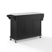Load image into Gallery viewer, Full Size Black Kitchen Cart with White Granite Top Sturdy Casters - Kitchen Furniture Company