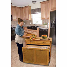 Load image into Gallery viewer, Rolling Natural Kitchen Island w/ Pull Out Recycling Trash Drawer 15213 - Kitchen Furniture Company