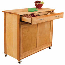 Load image into Gallery viewer, Rolling Natural Kitchen Island w/ Pull Out Recycling Trash Drawer 15213 - Kitchen Furniture Company