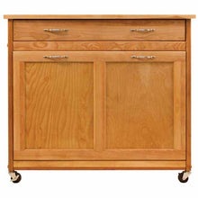 Load image into Gallery viewer, Rolling Natural Kitchen Island w/ Pull Out Recycling Trash Drawer 15213 - Kitchen Furniture Company