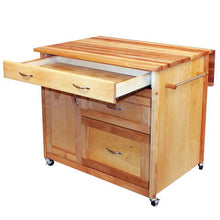 Load image into Gallery viewer, Butcher Block Kitchen Island with Deep Drawers Locking Casters 1521 15218 - Kitchen Furniture Company