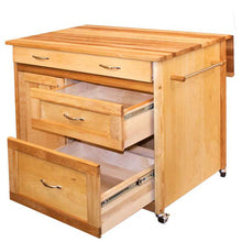 Load image into Gallery viewer, Butcher Block Kitchen Island with Deep Drawers Locking Casters 1521 15218 - Kitchen Furniture Company