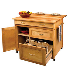 Load image into Gallery viewer, Butcher Block Kitchen Island with Deep Drawers Locking Casters 1521 15218 - Kitchen Furniture Company