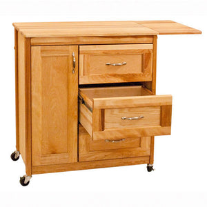 Rolling Kitchen Cart with Side Drop Leaf Butcher Block Top 40" Wide 1522 - Kitchen Furniture Company
