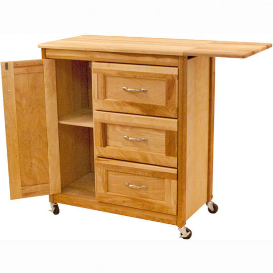Rolling Kitchen Cart with Side Drop Leaf Butcher Block Top 40