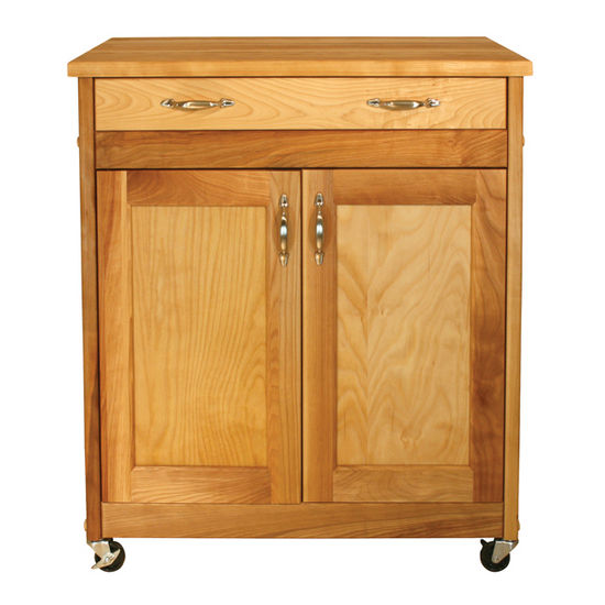 Rolling Kitchen Island w/ Flat Panel Doors Butcher Block Top 53017 - Kitchen Furniture Company