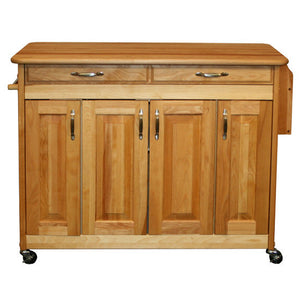 Rolling Butcher Block Island with Raised Panel Doors Spice Rack 54220 - Kitchen Furniture Company