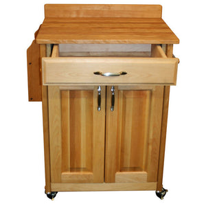 Kitchen Butcher Block Cart with Backsplash w/ Raised Panels 61532 - Kitchen Furniture Company